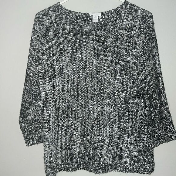 Chico’s Kendra Glitz Pullover Sweater 3/4 Sleeves - Picture 1 of 8